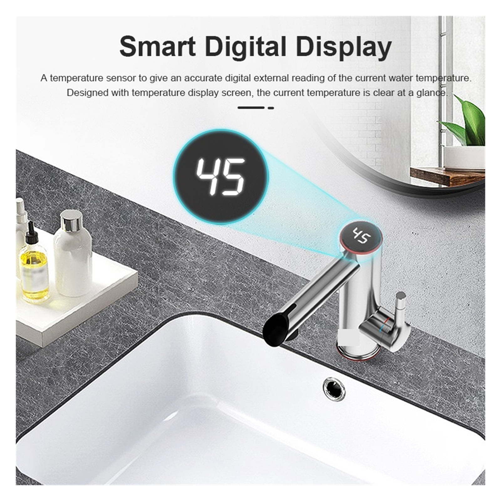 Stainless Steel Electric Faucet Bathroom Heating Tap Mini Water Heater Instant Hot Water Faucet 2 In 1 Mixer