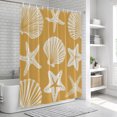 thumbnail image 6 of Yellow Coastal Shower Curtain for Bathroom, Starfish Shell Ocean Nautical Waterproof Cloth Fabric Bathroom Accessories Set with 12 Rust Proof Plastic Hooks, 72"x96", 6 of 9
