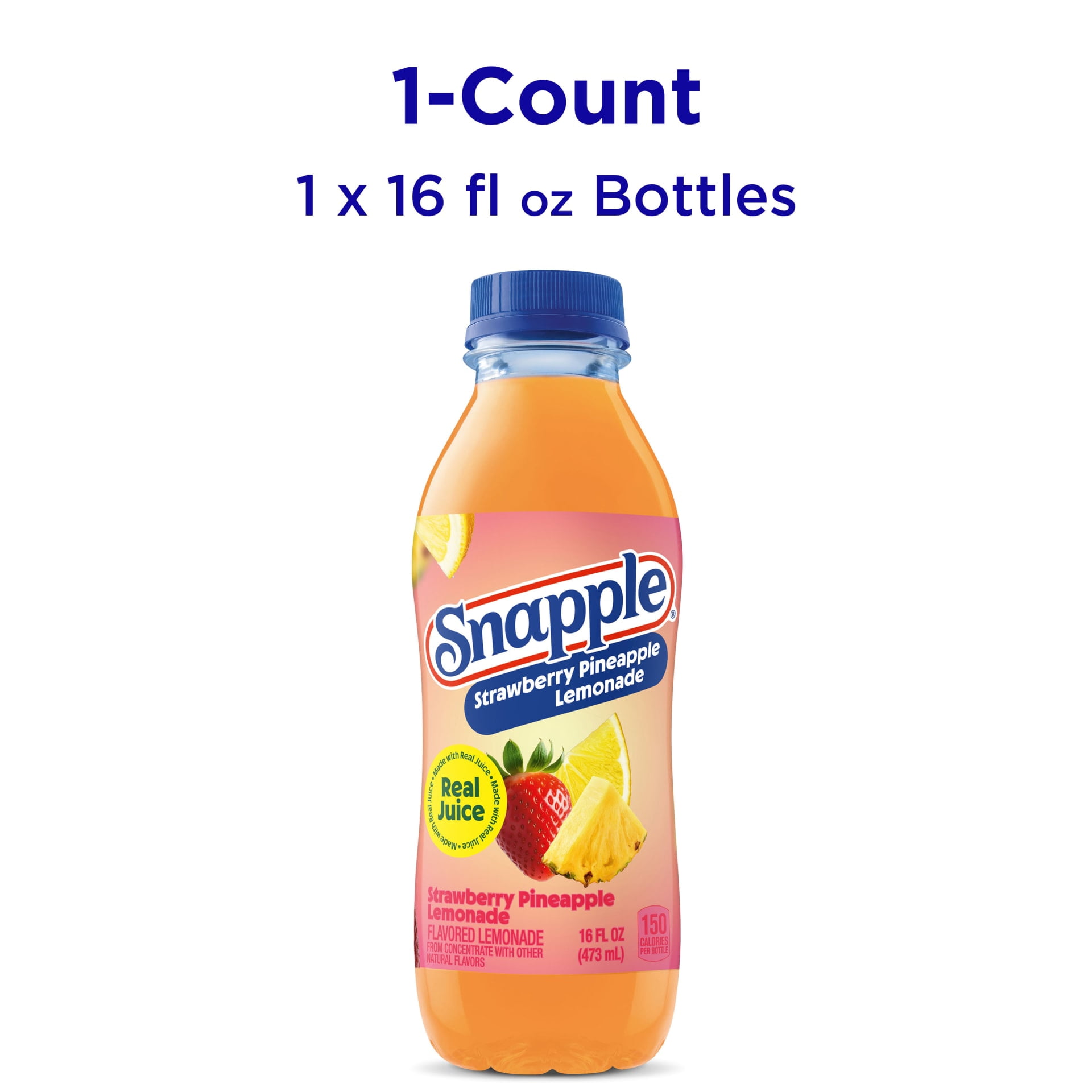 Snapple Strawberry Pineapple Lemonade, 16 fl oz recycled plastic bottle