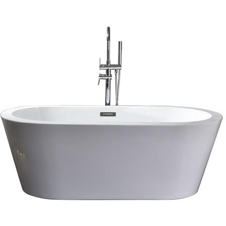 Lexora Home Lure 59" Free Standing Acrylic Bathtub in Glossy White