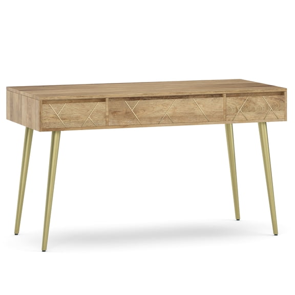 Simpli Home Jager SOLID MANGO WOOD Mid Century - Contemporary 54 inch Wide Desk in Natural