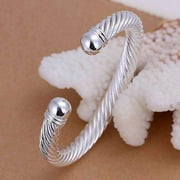 Swirling Silver Bold Bangle Cuff Bracelet For Woman