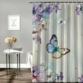 thumbnail image 2 of Fenyluxe  Spring Watercolor Butterfly Girl Shower Curtain Lavender Pink Floral Lilac Purple Blue Butterfies Cherry Blossom Bathroom Decor Polyester Waterproof Fabric with 36x72, 2 of 7