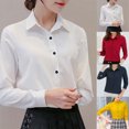 thumbnail image 5 of WREESH Women's Solid Color Button Down Shirts Casual Slim Fitting Fashion Shirt with Long Sleeve for a Stylish Look Red, 5 of 5