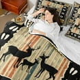 thumbnail image 4 of Feelyou Wildlife Deer Kids Bedding Comforter Set 7pcs, Vintage Western Lake House Queen Bedding Sets, Tribal Aztec Triangle Queen Sheet Sets, Breathable Home Decor, 4 of 7