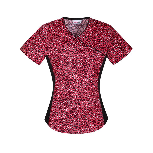 Scrubstar Women's Fashion Collection Mock Wrap Printed Scrub Top