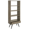 thumbnail image 2 of SAFAVIEH Terrence Retro Mid Century Wood 5 Tier Etagere, Oak/Black, 2 of 7