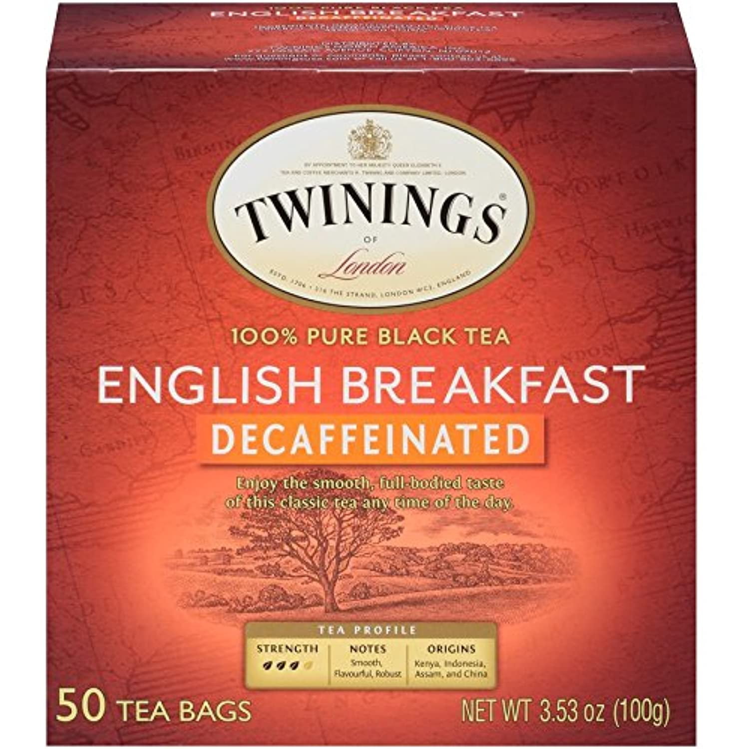 Twinings Of London Decaffeinated English Breakfast Herbal Tea Bags, 50 Count (Pack Of 1)