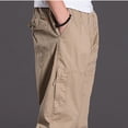 thumbnail image 3 of ADSSDQ Mens Lightweight Pull On Zip Fly Drawstring Cargo Pants Elastic Waist Relaxed Fit 6 Pockets Khaki XL, 3 of 5
