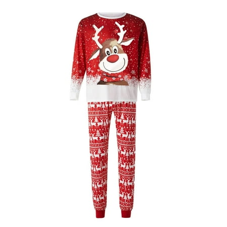 

Nomeni Men Dad Christmas Deer Print Long Sleeve Tops Blouse And Pants 2PC Set Outfirs Family Matching Pajamas Sleepwear Clothes PJ s Loungewear