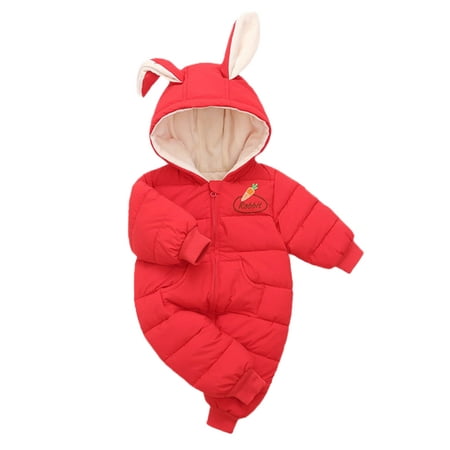 

Grianlook Newborn Plain Zipper Jumpsuit One Piece Fuzzy Fleece Playsuit Fluffy Long Sleeve Bodysuit Red 70