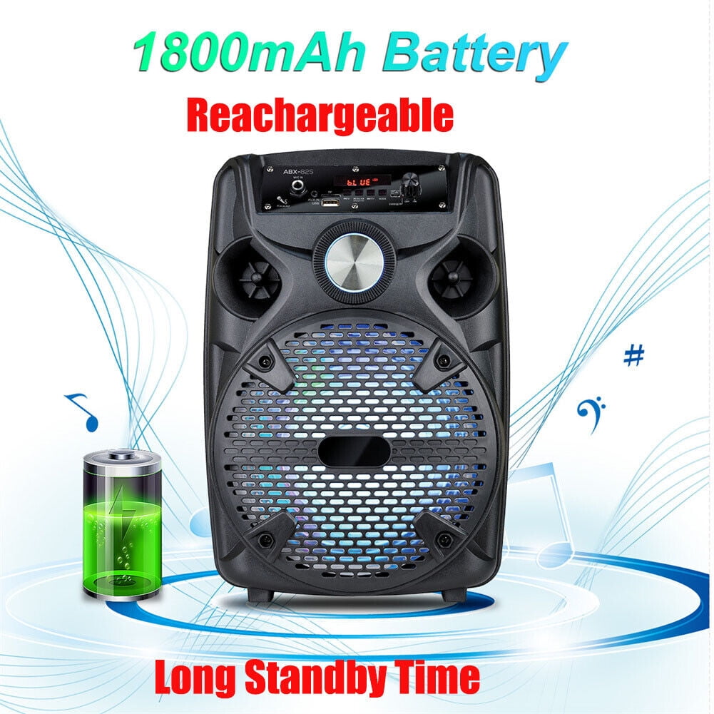 1100W 8" Portable Party Bluetooth Speaker with Tripod Stand Woofer Heavy Bass PA Party Sound System LED Mic AUX USB FM TF Wireless Speaker