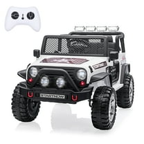 12V Kids Ride on Jeep Car Electric 2 Seats Off-road Truck Vehicle with Remote Control LED MP3 White