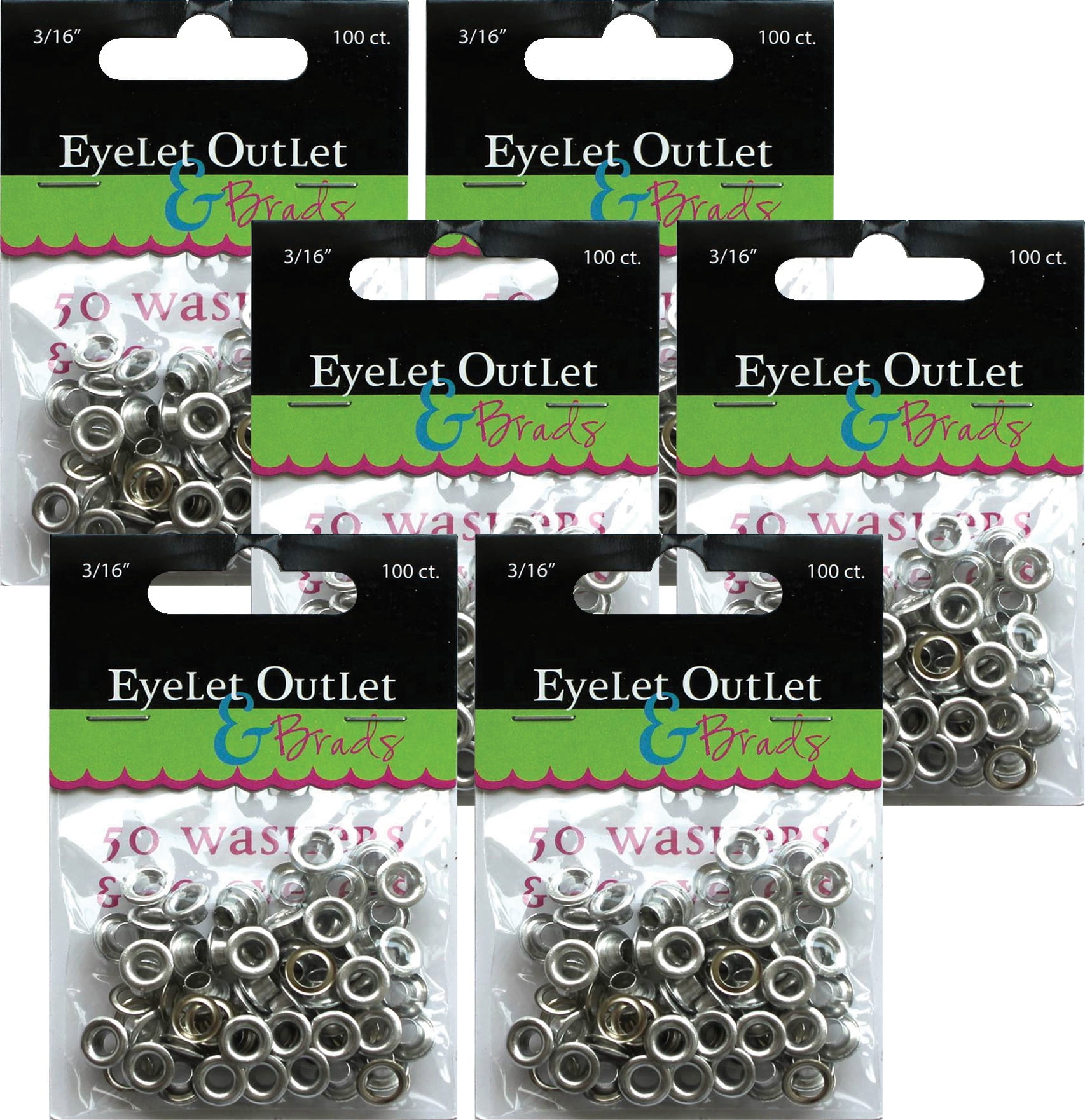 Eyelet Outlet Eyelets & Washers3/16" 100 Count, Multipack Of 6