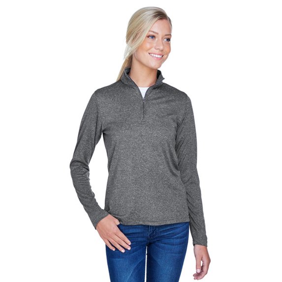 UltraClub Ladies 2 Pack Bundle Cool & Dry Heathered Performance Quarter-Zip Pullover Sweatshirt | Multipack (Available Sizes S-3XL)