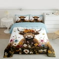 thumbnail image 2 of jejeloiu Cute Highland Cattle Bedding Comforter Set,Colorful Rustic Flowers Twin Comforter Sets,Kawaii Daisy Blossom Bedding Set For Girls Boys,Luxury Bedroom Decor Reversible,2 Pieces, 2 of 8
