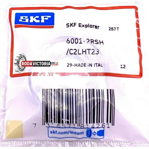 SKF 6001 2RSH/C2 LHT23 DEEP GROOVE BALL BEARING, RUBBER SEALED 12x28x8mm