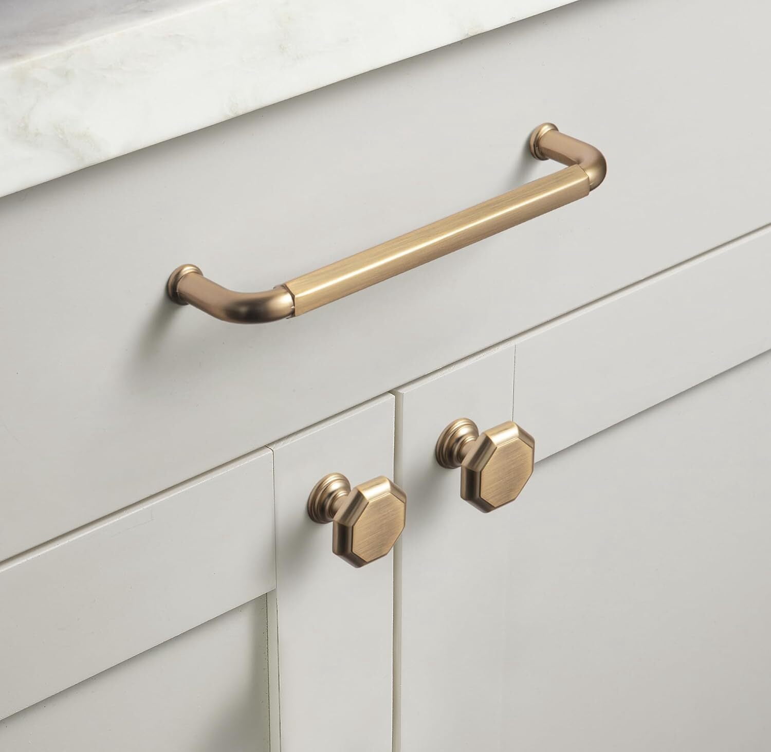 Goo-Ki 12 Pack 3''(76 mm) Hole Centers Zinc Alloy Cabinet Handles, Champagne Bronze Cabinet Pulls for Kitchen,Drawer,Cupboard & Wardrobe
