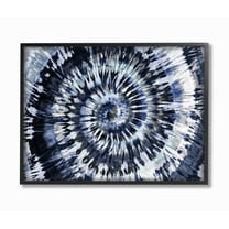 Stupell Industries Abstract Blue Grey Tie Dye Spiral Pattern Detail Framed Wall Art Design by Molly Kearns, 24" x 30", Black Framed