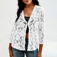 thumbnail image 6 of Aboser Womens Lace Corchet Shrugs Plus Size Open Front Cardigan Lightweight Long Sleeve Shrug Cardigans Cozy Soft Boleros Elegant Cover Ups, 6 of 9