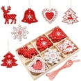 thumbnail image 1 of Juego de adornos de madera para árbol de Navidad, 24 piezas de 2,0'', adornos navideños de madera para manualidades de bricolaje para árbol de Navidad con caja de almacenamiento de madera, 1 of 5