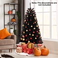 thumbnail image 3 of Patiojoy 6 FT Artificial Halloween Tree Pre-lit Hinged Black Xmas Tree w/ Spooky Sounds LED Lights, 3 of 10