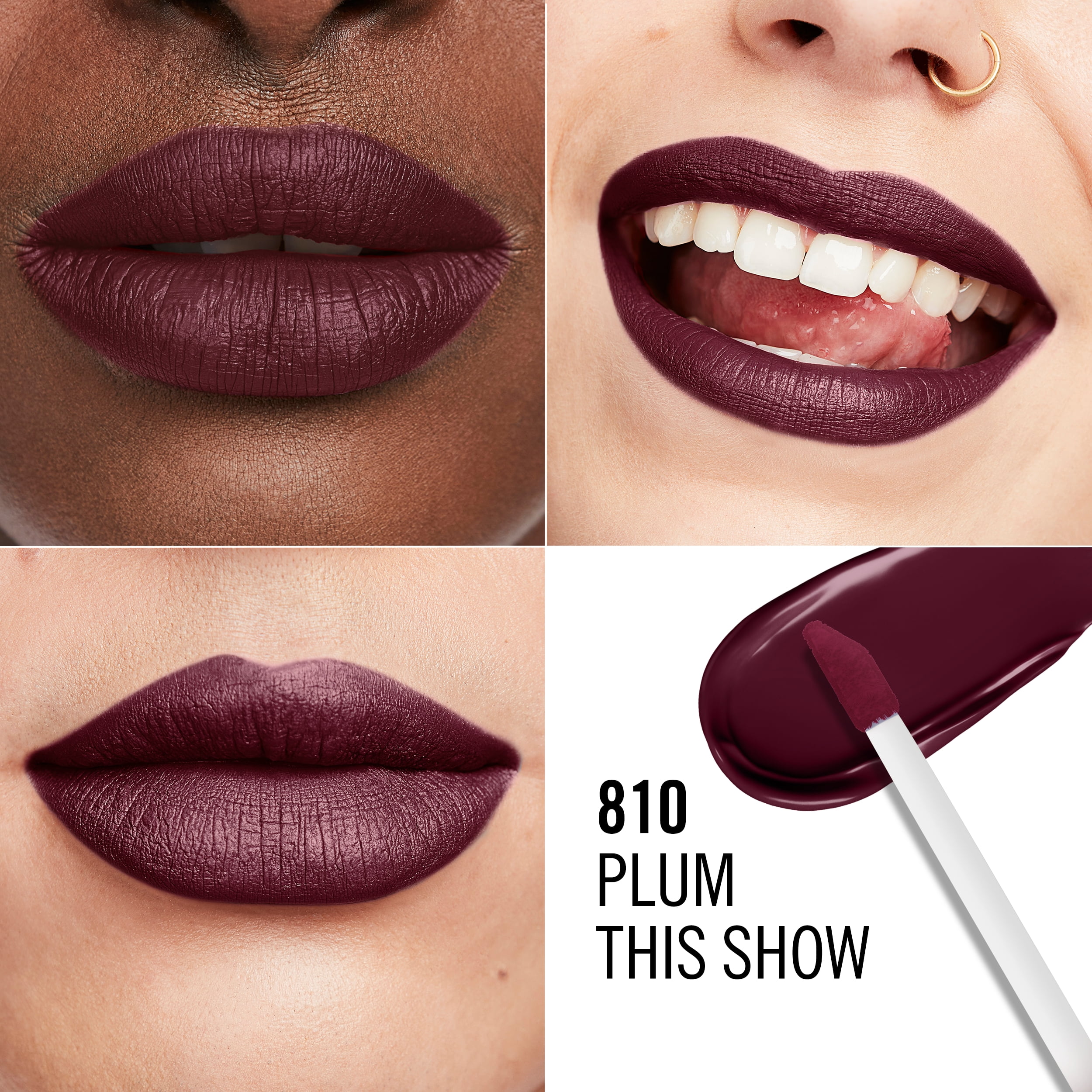RIMMEL Lasting Mega Matte Liquid Lipstick, 810 Plum This Show, 0.25 fl oz