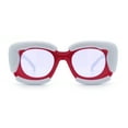 thumbnail image 3 of Womens Thick Plastic Bubble Balloon Frame Rectangle Funky Sunglasses Red White - Purple, 3 of 8