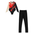 thumbnail image 3 of DPOIS Kids Girls Shiny Gymnastic Ballet Dance Leotard Bodysuit with Leggings Set Red 14, 3 of 5