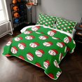 thumbnail image 3 of Manfei Cartoon Baseball Twin Quilt Set, Merry Christmas Twin Coverlet Set, Vivid Green Red, Black Reversible 2 Pieces, 1 Bedspread and 1 Pillowcase, 3 of 7