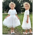 thumbnail image 5 of Oudiya Girls Tutu Belted Fluffy White Dress Summer Party Wedding Flower Dress for Kids 3-11Y, 5 of 9