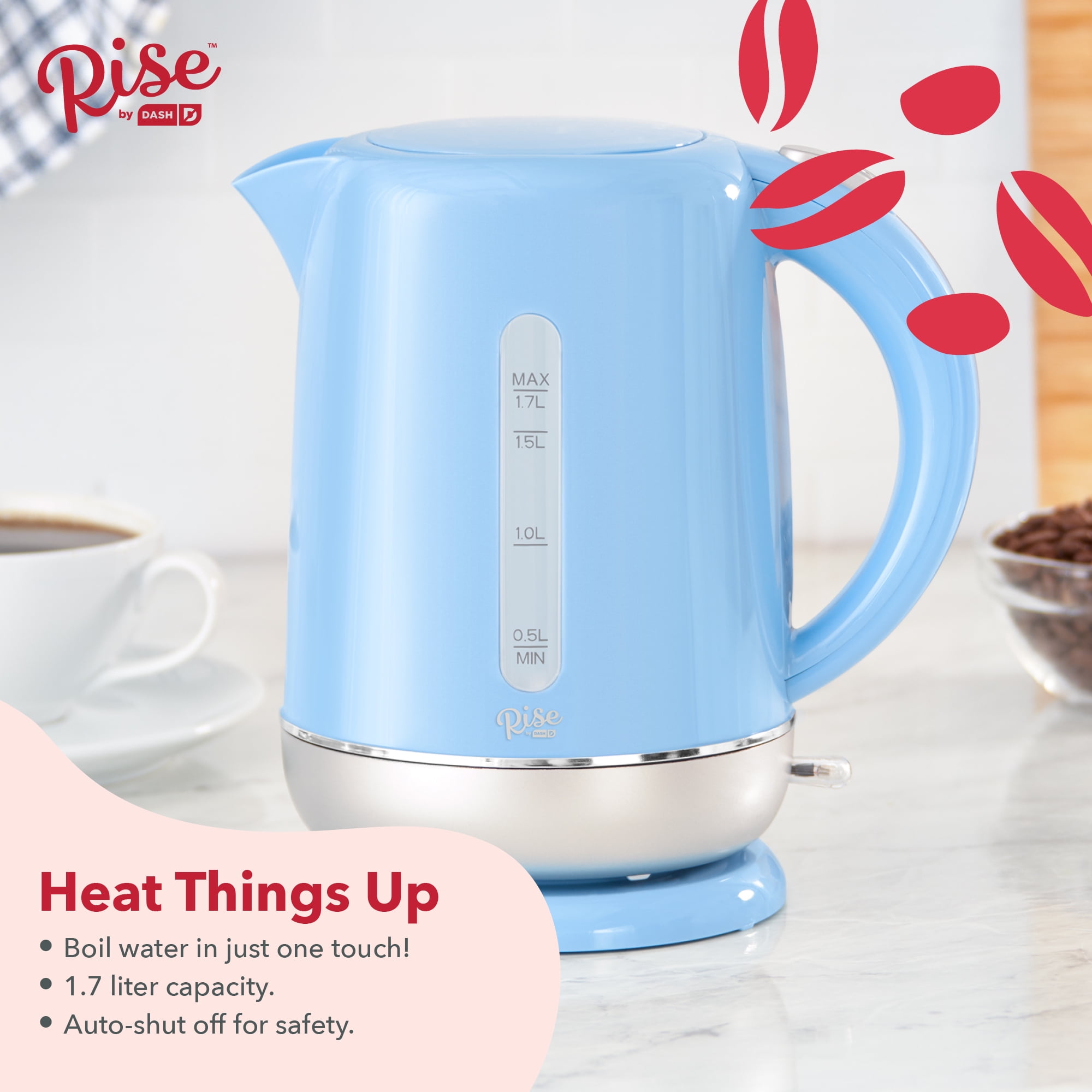 Rise By Dash 1.7 Liter Electric Kettle + Water Heater with Rapid Boil,  Cordless Carafe + Auto Shut Off for Coffee, Tea, Espresso - AliExpress