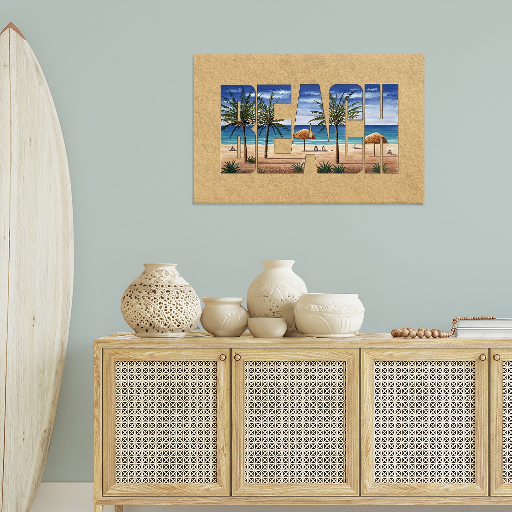 Stupell Industries Tropical Beach Outline Nautical & Beach Painting Wrapped Canvas Art Print Wall Art, 36 x 24