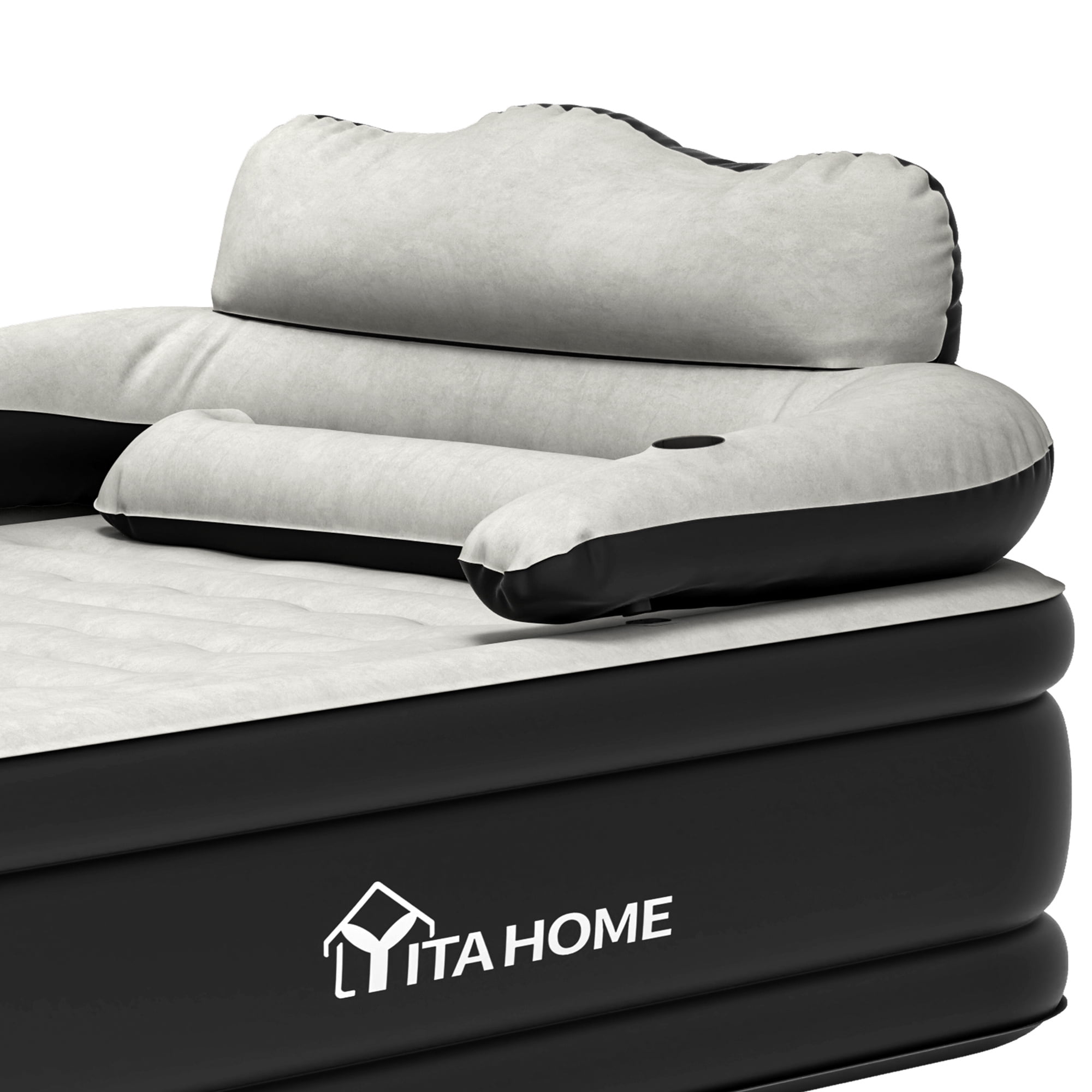 Uforic Full XL Air Mattress with Headboard, 18 Inch Inflatable Bed with Pillow & Removable Electric Pump, Portable Airbed for Camping Home Use, Black