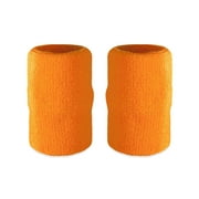 Suddora 6" Solid Color Cotton-Blend Doublewide Wrist or Arm Sweatbands Pair, Orange
