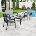 thumbnail image 4 of Ensemble de Mobilier de Patio 4 Pcs, Ensemble de Conversation Extérieur avec Causeuse, 2 Chaises Simples et Table Basse, Ensemble de Patio Moderne en Métal avec Sièges en Textilène Respirant pour Véranda, Cour Arrière, Balcon, 4 of 7