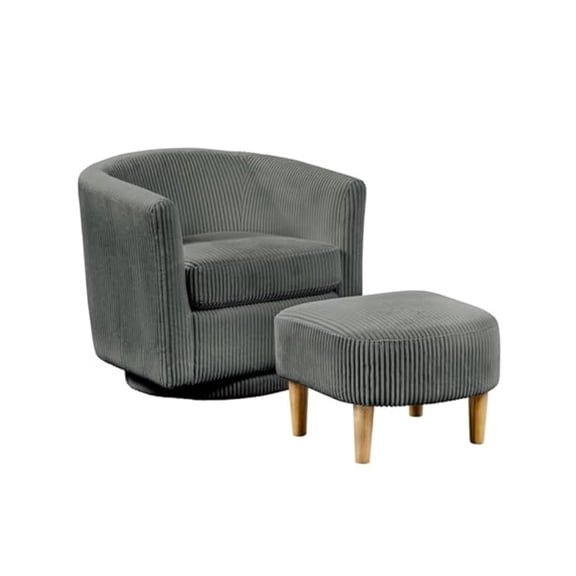Best Quality Furniture 2pc Swivel Accent Chair with Ottoman in Gray Velvet