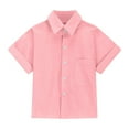 thumbnail image 4 of XADYUY Button Down Shirts for Girls Short Sleeve Collared Cotton Linen Girls Blouses Summer Trendy Side Split Girls Spring Tops 9-10 Years Pink, 4 of 6