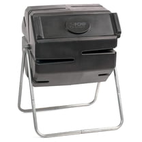 37 Gallon 1 Piece Plastic Single Chamber Roto Tumbling Composter Outdoor Elevated Rotating Garden Compost Bin, Black
