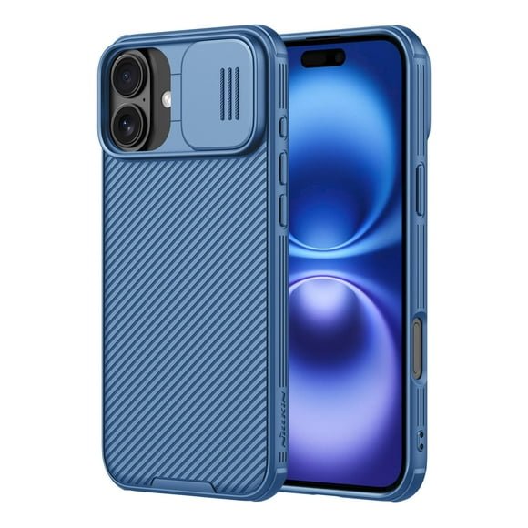 Funda Nillkin para iPhone 16 de 6.1" con Cubierta Deslizante para Cámara Azul