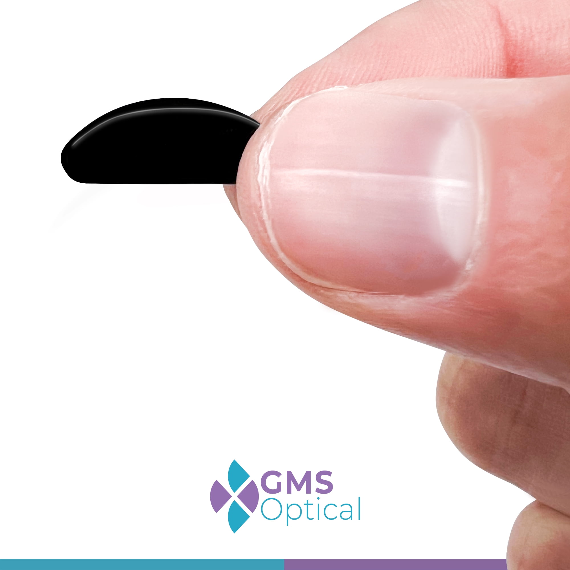 GMS Optical Contoured Adhesive Silicone Nose Pads for Glasses – 18mm Length, 1.3mm Extra-Thin, Anti-Slip Backing (5 Pair, Black)
