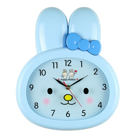 Wireless B/w Wall Clock Camera - Blue Rabbit Wall Clock Kawaii Bow Children's Home Cute Decor 14
