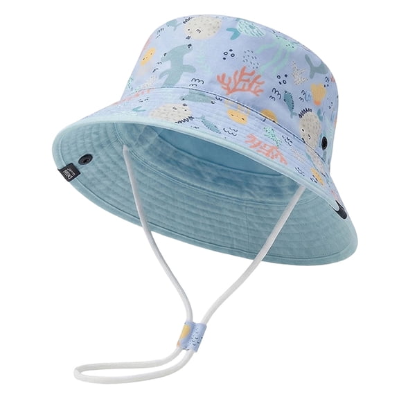 Staki Baby Sun Hat UPF 50 Sun Protection Baby Bucket Hat Summer Beach Hats with Wide Brim for Boys & Girls Beach Essentials Light Blue,3-8 Years