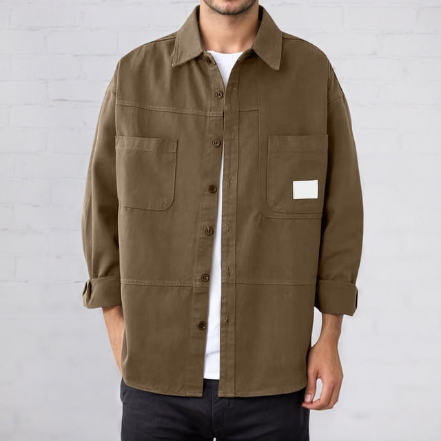 Surchemise à Manches Longues Robuste pour Usage Quotidien Veste Ouverte Décontractée avec Ajustement Confortable pour Usage Quotidien en Extérieur