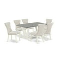 thumbnail image 2 of East West Furniture V-Style 7-piece Wood Dining Set in White/Doeskin/Cement, 2 of 10