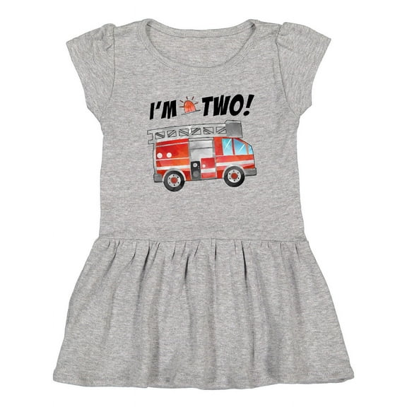 Inktastic I'm 2 Fire Truck 2nd Birthday Girls Toddler Dress
