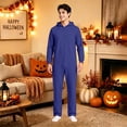 thumbnail image 5 of ZHOGXU Hooded Jumpsuits Unisex Zipper Front Bodysuit Cozy Lightweight Hoodie Rompers Loungewear,Blue,M, 5 of 8