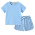 thumbnail image 4 of Girls 2 Piece Outfits Cotton Summer Short Sleeve T Shirt Tops and Drawstring Shorts Clothing Sets Girls Two Piece Outfits Summer Tracksuit, 4 of 9