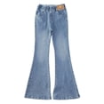 thumbnail image 2 of Girls Baggy Jeans Distressed Denim Pants Tollder Girl High Elastic Waist Flare Leg Pants Casual Long Wide Leg Pants Bag Jeans Trousers 5-6 Years, 2 of 9