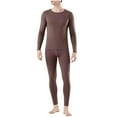 thumbnail image 2 of Yusimy Men's Solid Color 2-Piece Double-Sided Velvet Base Layer Set Stretchy Striped Long Sleeve Crew Neck Warm Thick, 2 of 5